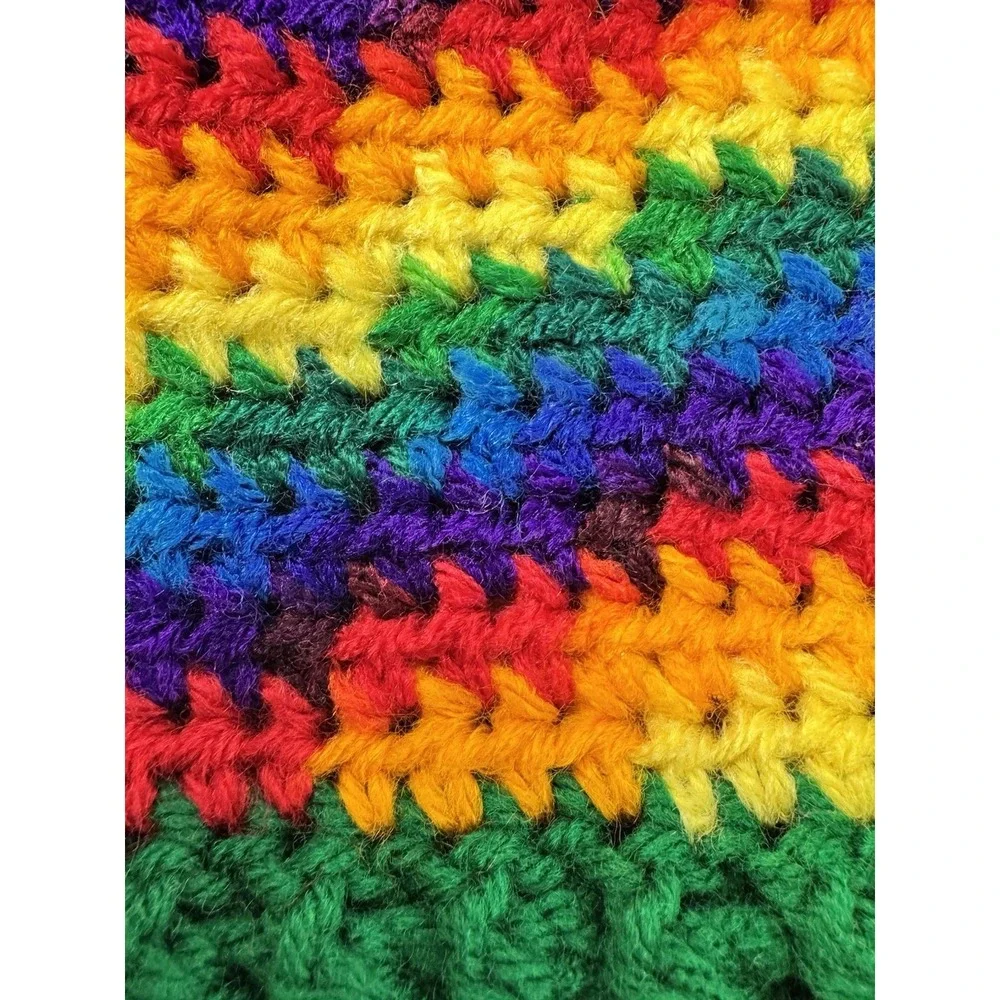 X-Small Dog Sweater‎ Rainbow Variegated Green Crochet Handmade
